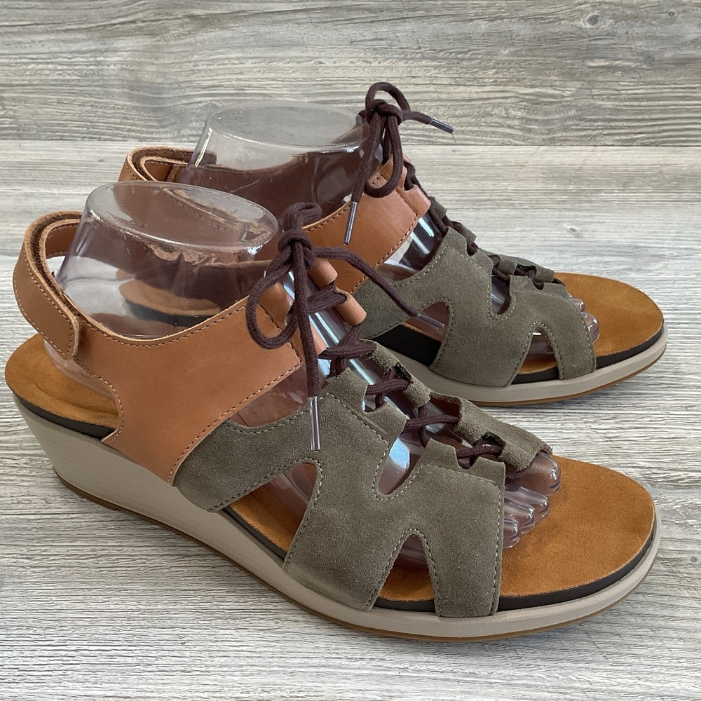 SAS Sedona Women's Lace Up Comfort Wedge Sandals Sagebrush Size 11 M NEW